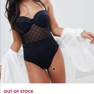 ASOS design PETITE diamond mesh cupped swimsuit